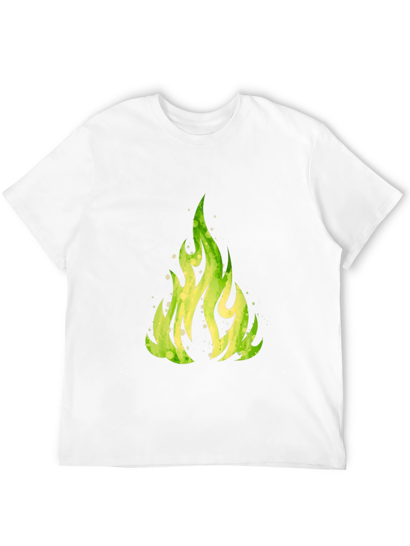 Green Flame Graphic Black T-Shirt