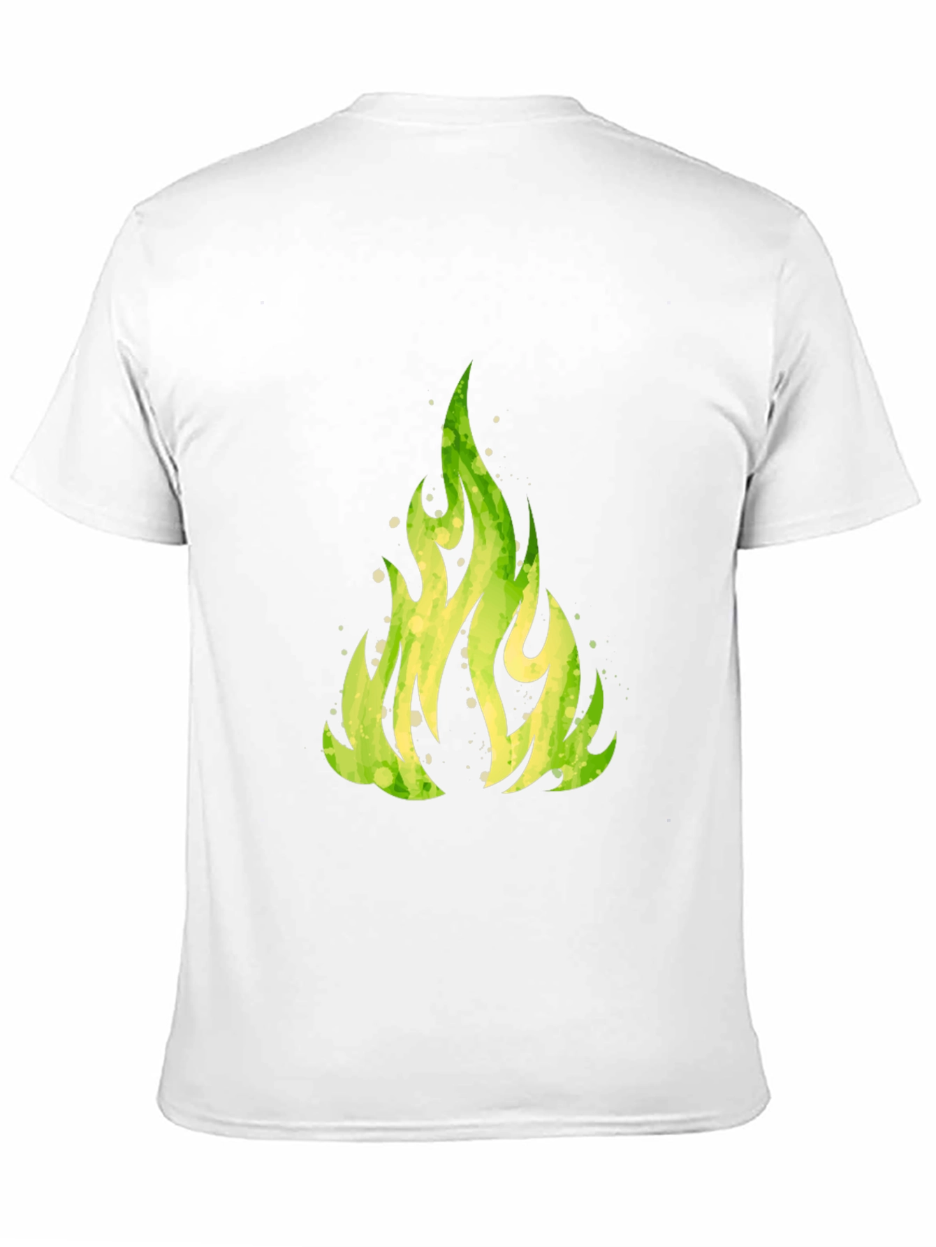 Green Flame Graphic Black T-Shirt