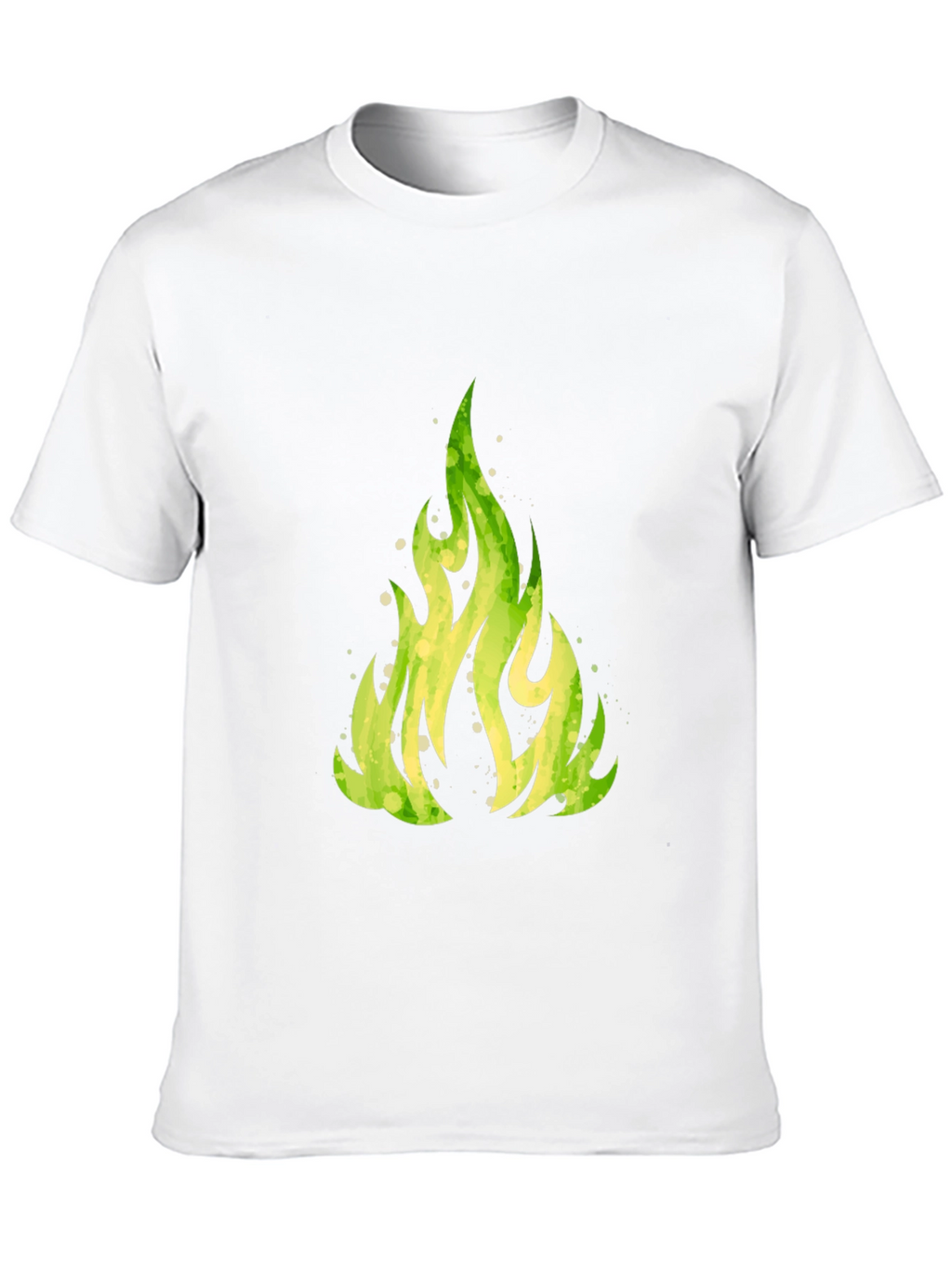 Green Flame Graphic Black T-Shirt