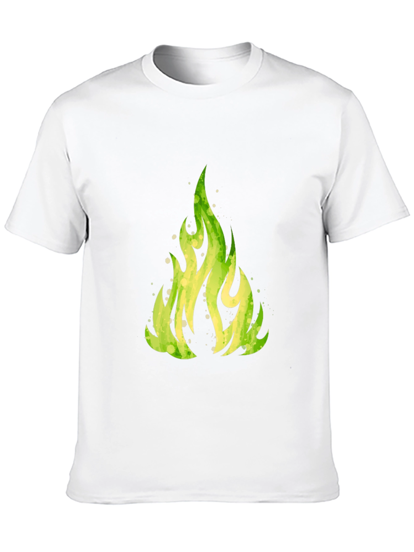 Green Flame Graphic Black T-Shirt