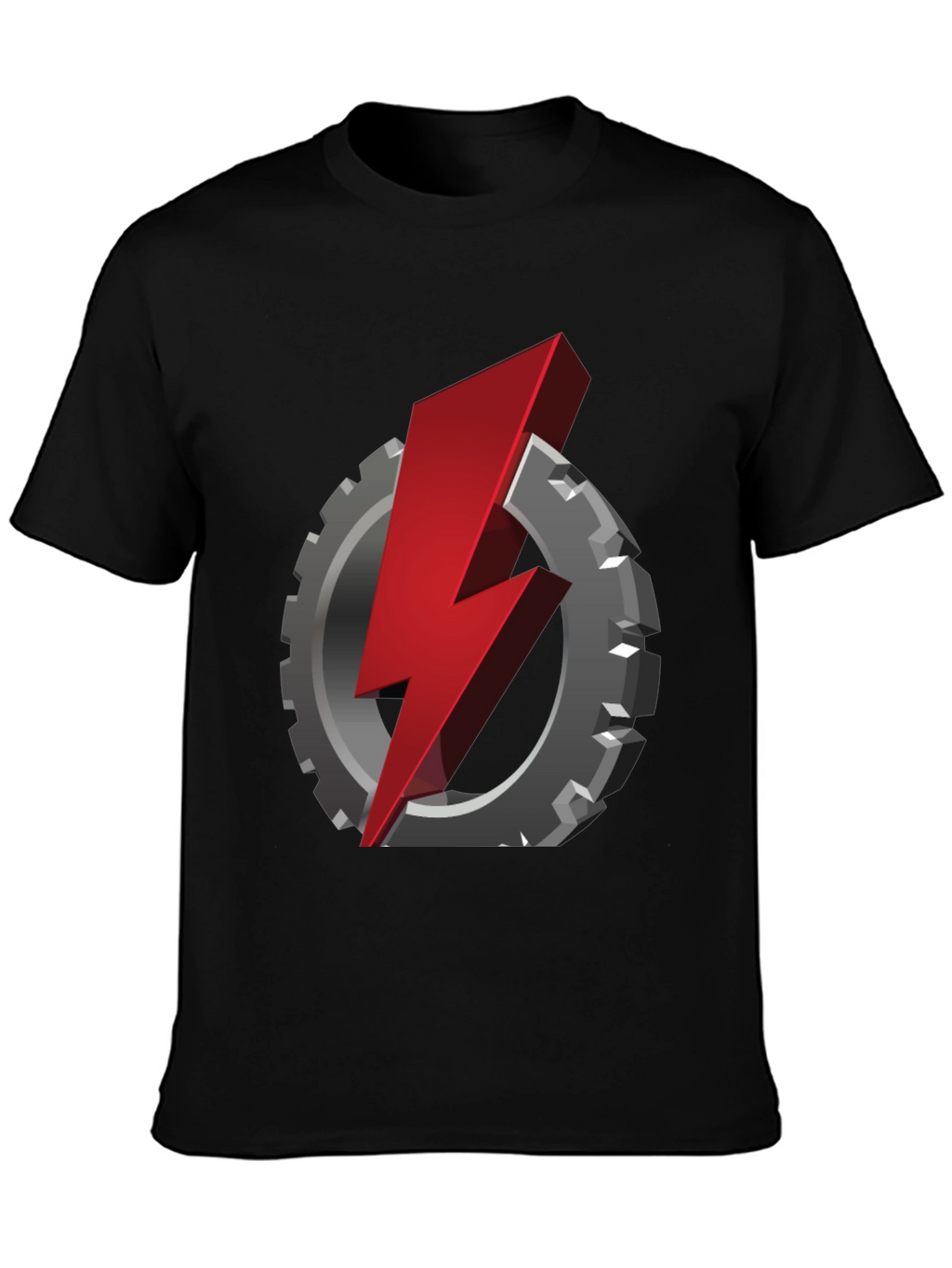 Gear & Lightning Bolt Graphic T-Shirt
