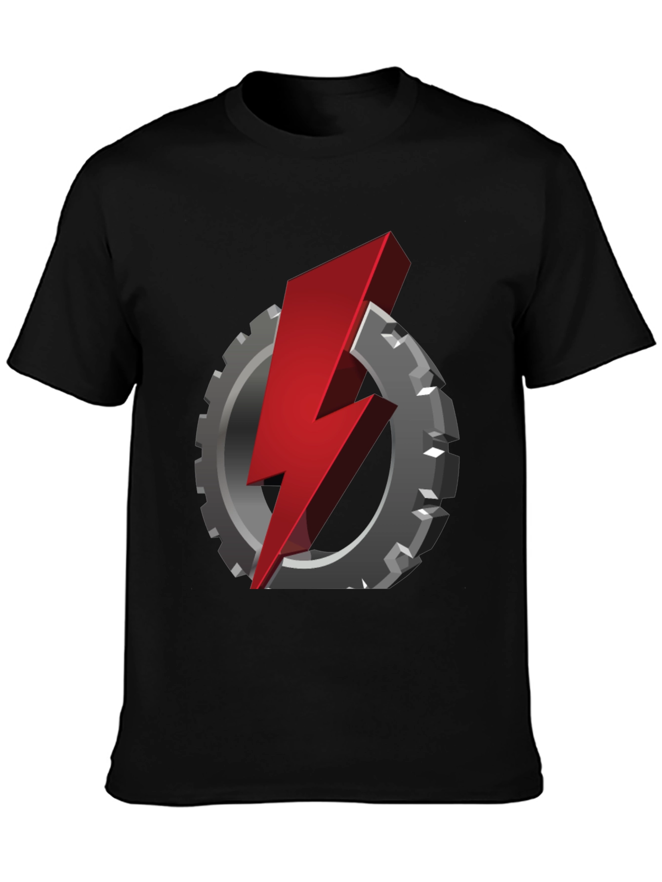 Gear & Lightning Bolt Graphic T-Shirt