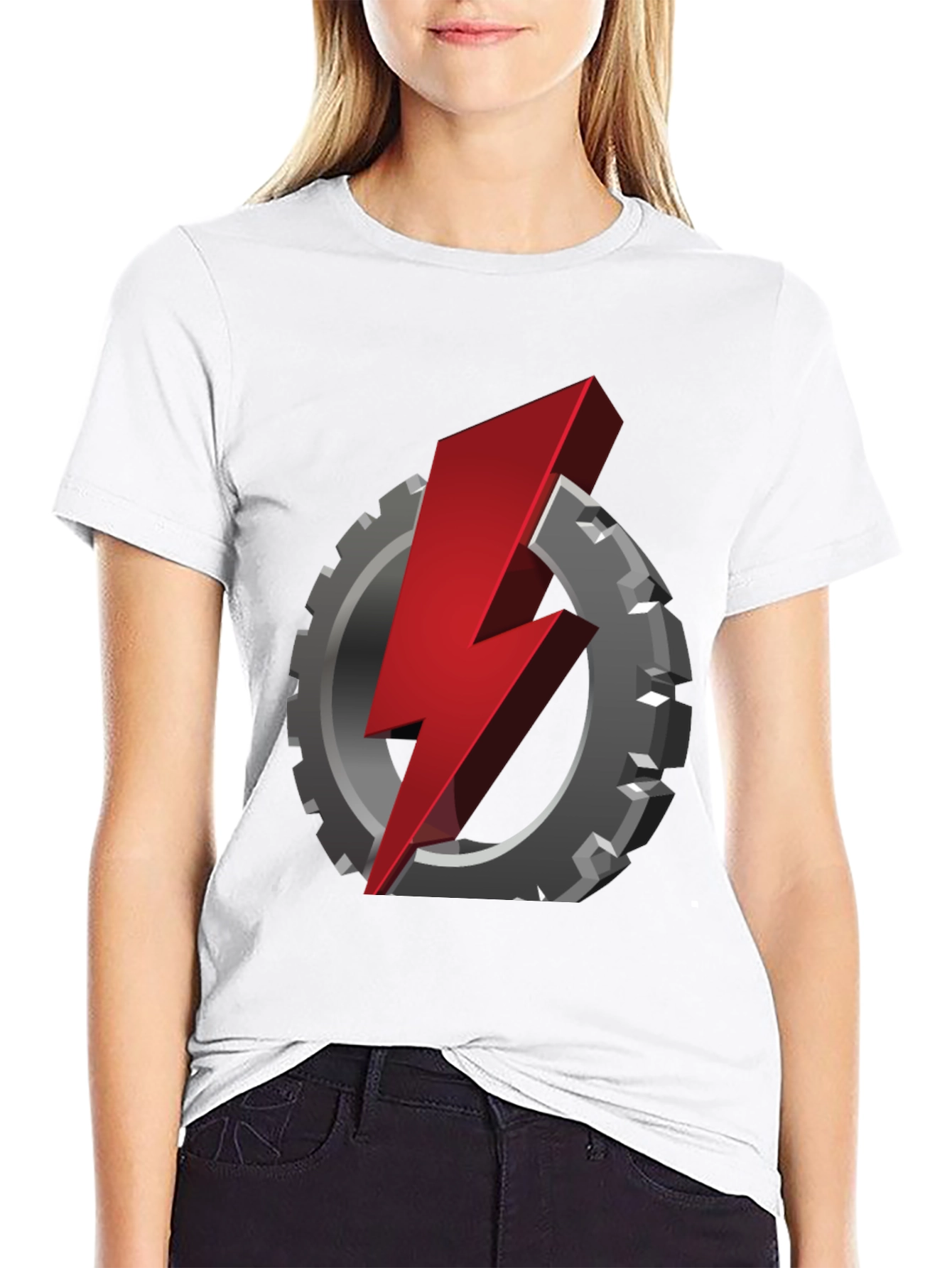 Gear & Lightning Bolt Graphic T-Shirt
