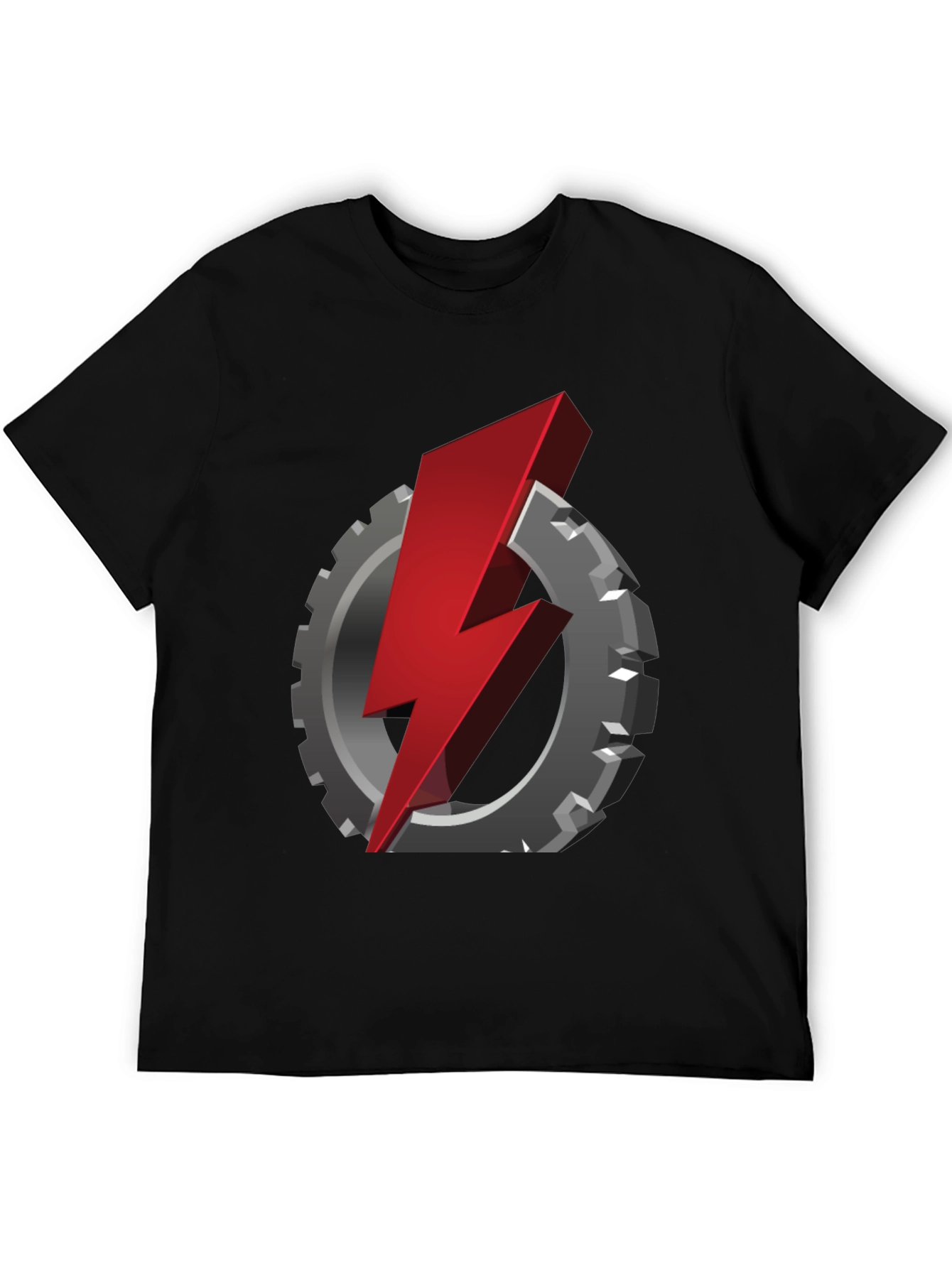 Gear & Lightning Bolt Graphic T-Shirt