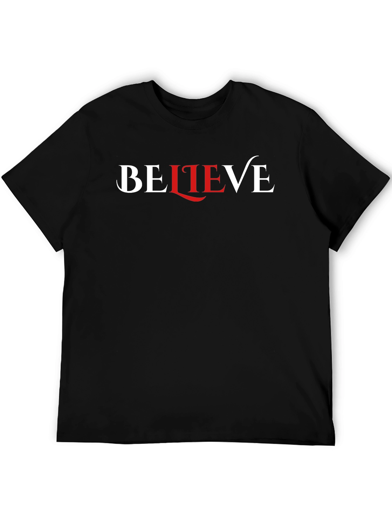 Believe Graphic Print Black Crew Neck T-Shirt