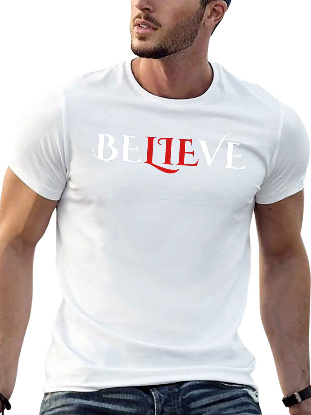 Believe Graphic Print Black Crew Neck T-Shirt