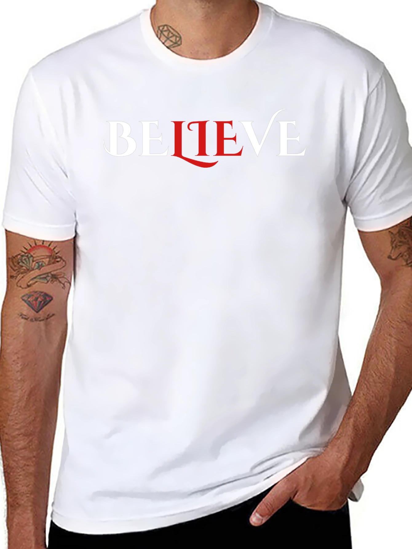 Believe Graphic Print Black Crew Neck T-Shirt