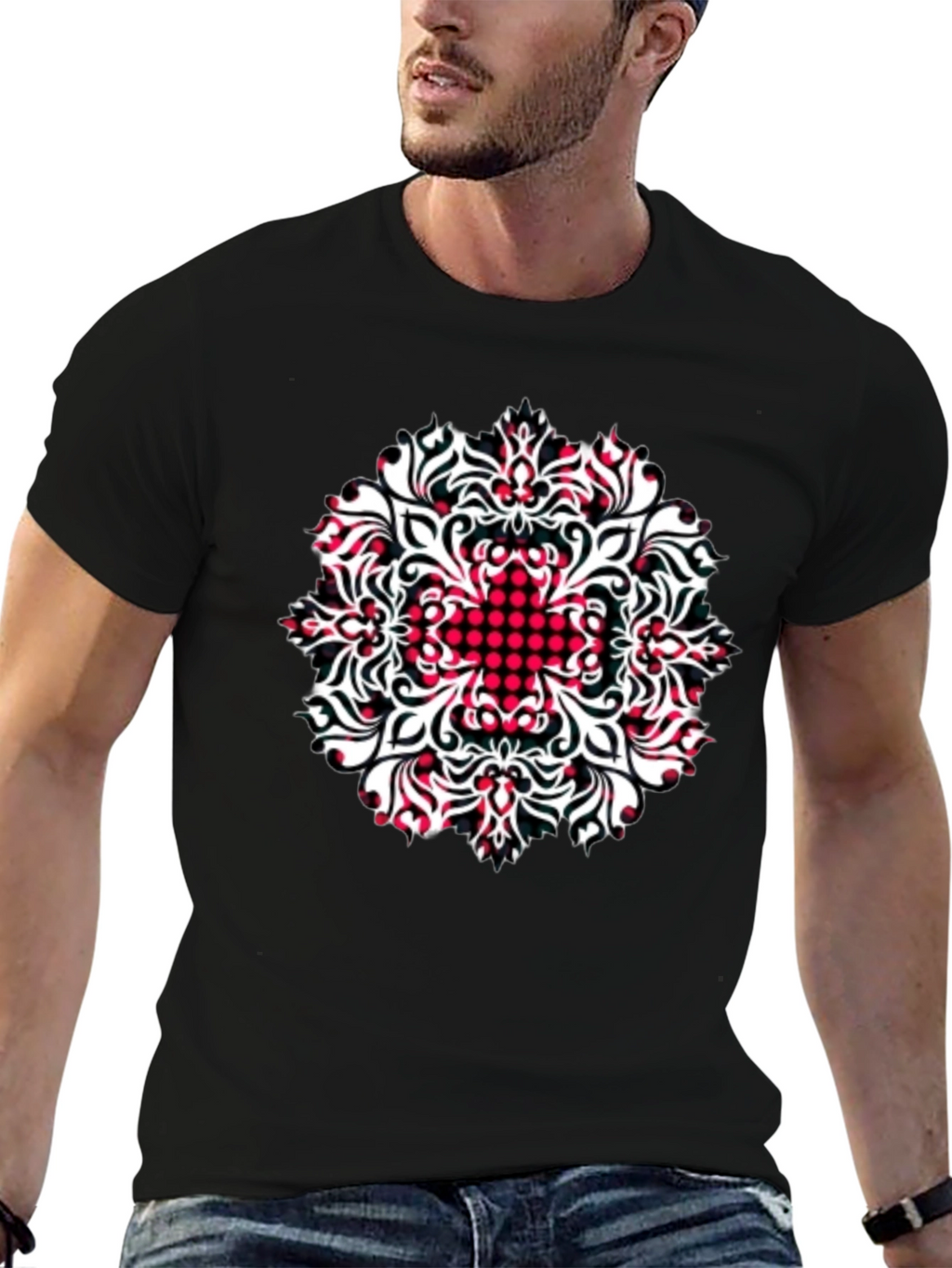 Patterned Black T-Shirt
