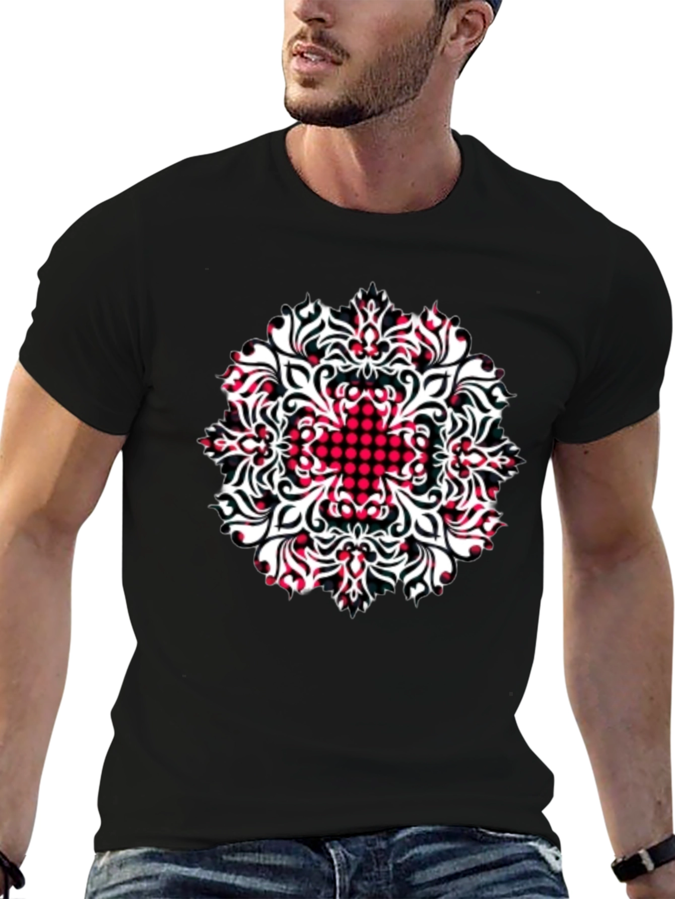Patterned Black T-Shirt