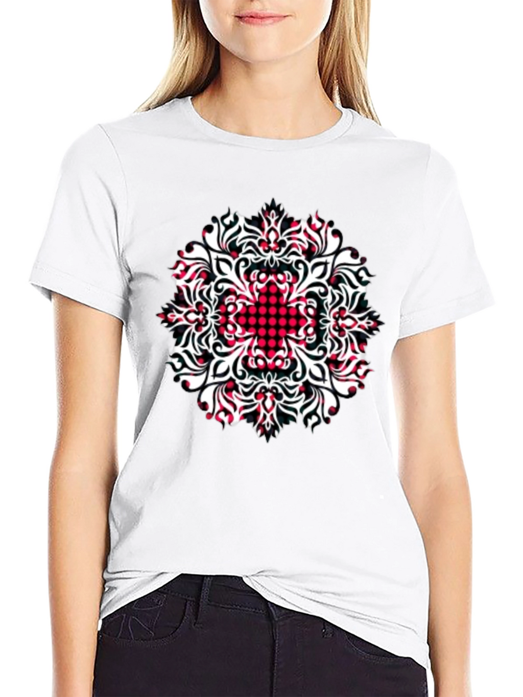 Patterned Black T-Shirt