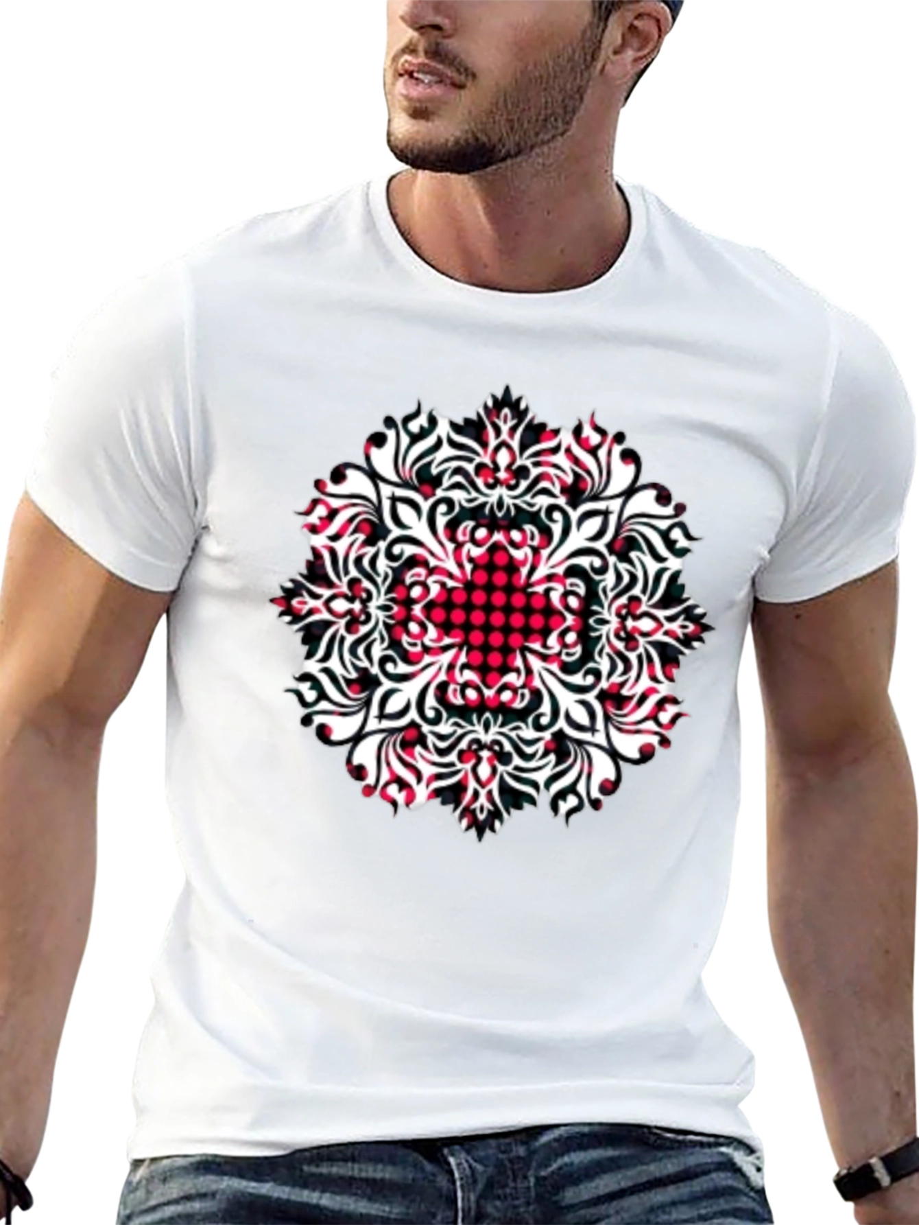 Patterned Black T-Shirt
