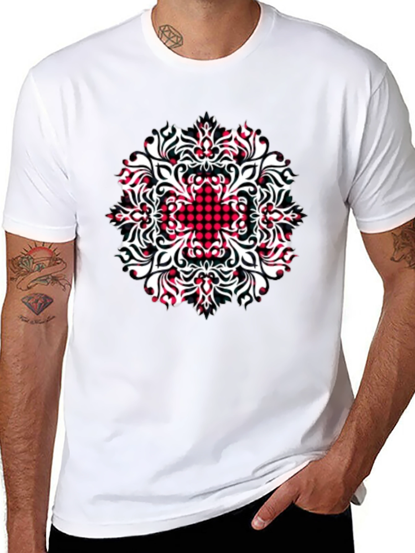 Patterned Black T-Shirt
