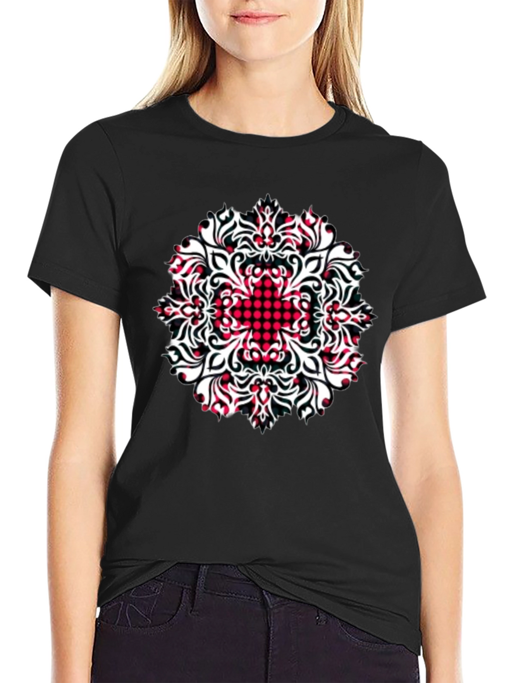 Patterned Black T-Shirt