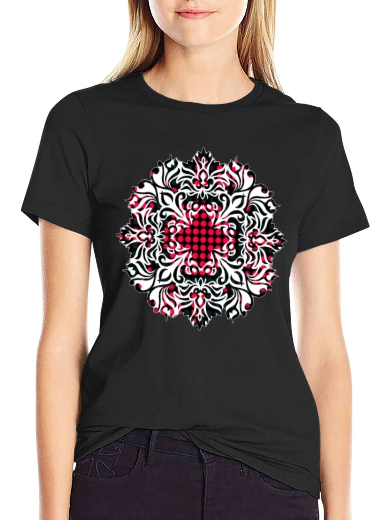 Patterned Black T-Shirt