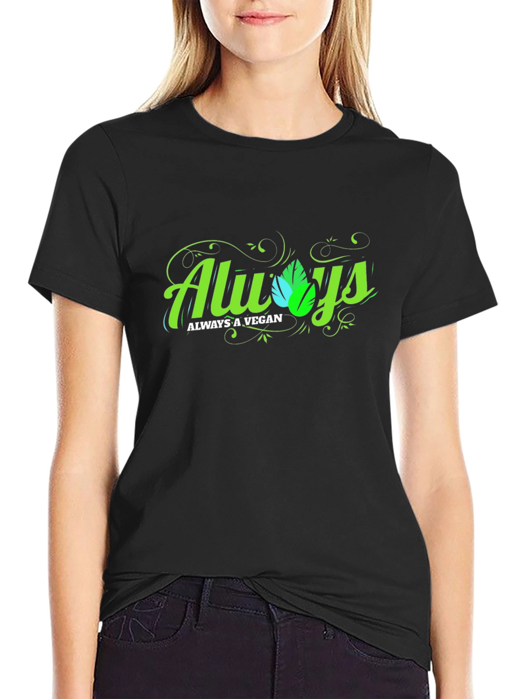 Always A Vegan Graphic T-Shirt - Black