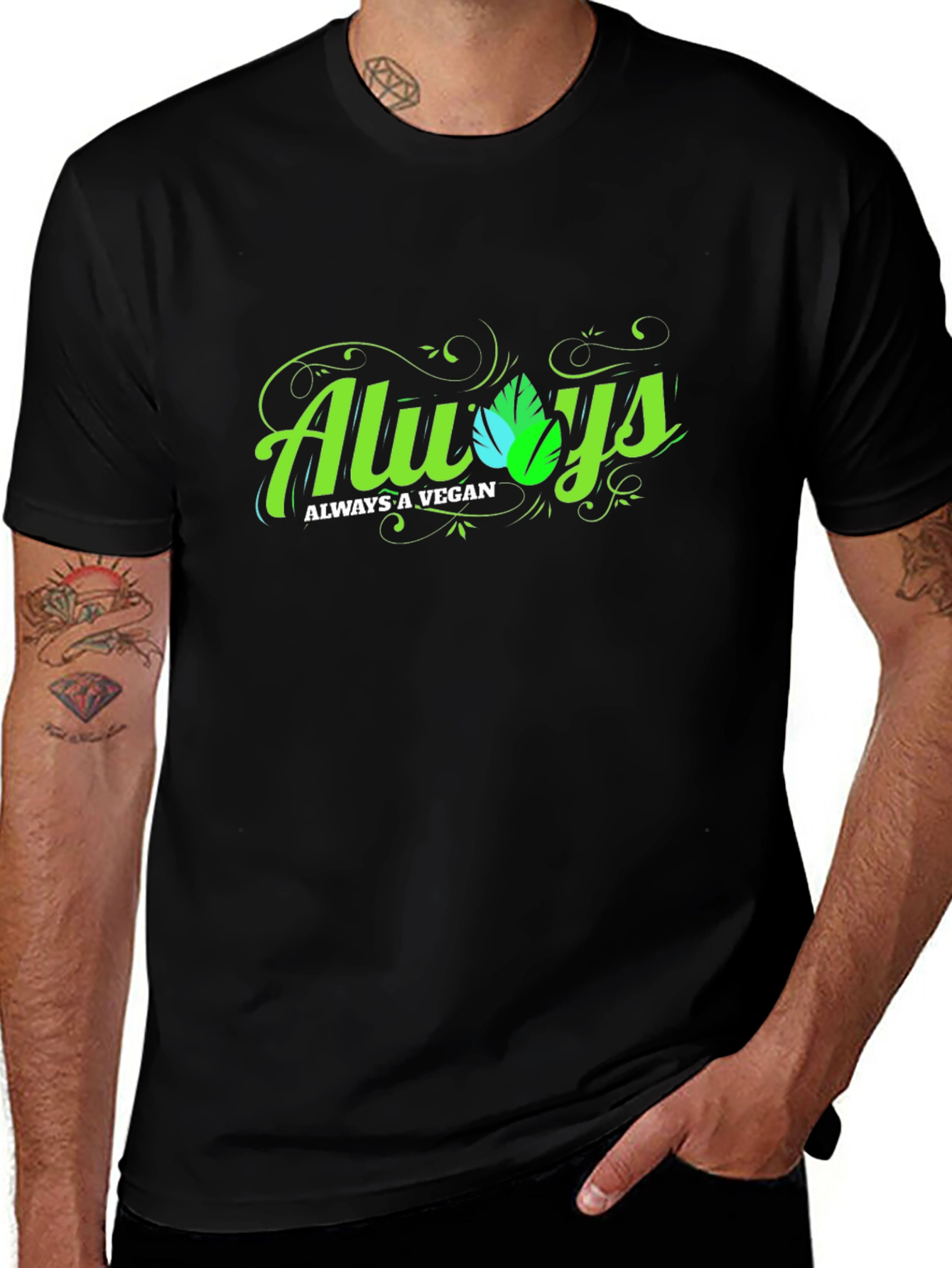 Always A Vegan Graphic T-Shirt - Black