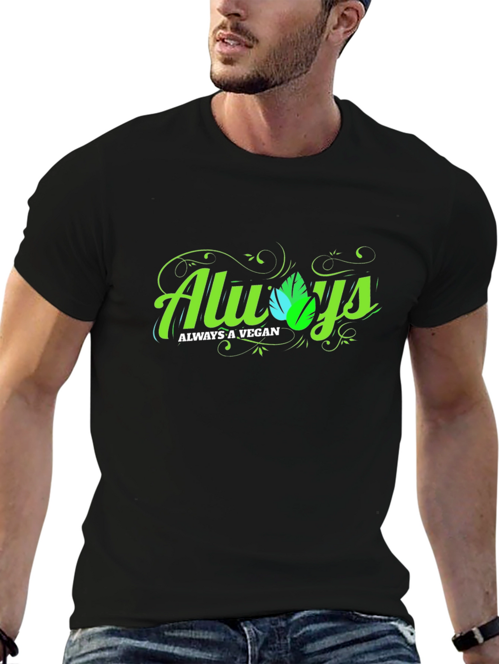 Always A Vegan Graphic T-Shirt - Black