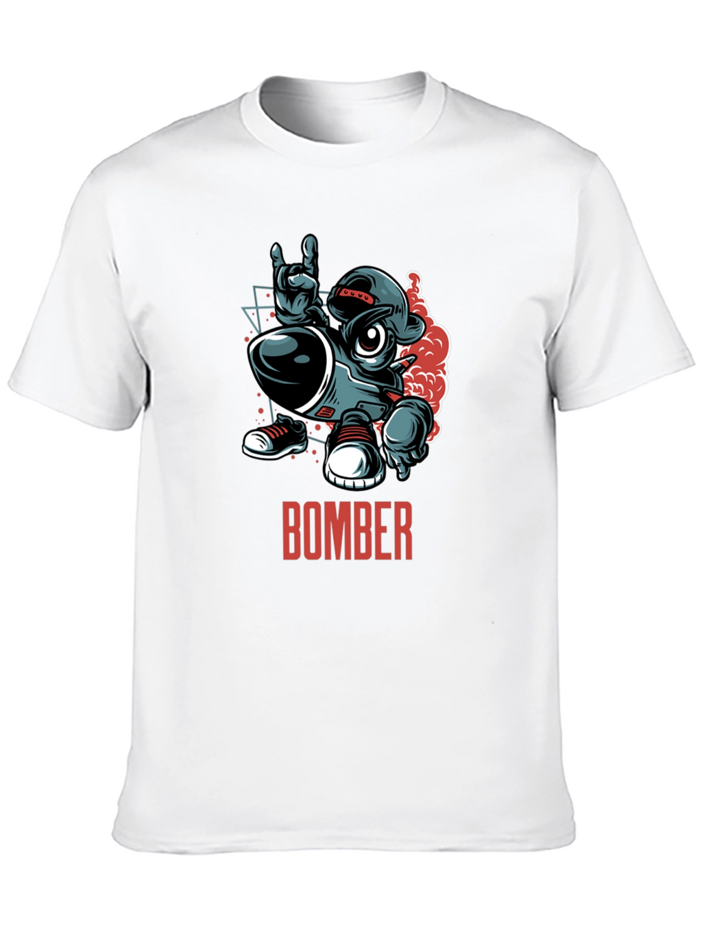 Bomber Cartoon Graphic T-Shirt - Black