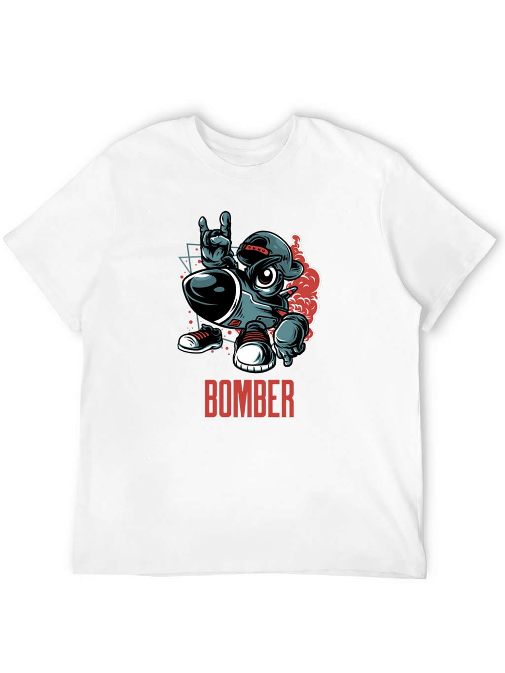 Bomber Cartoon Graphic T-Shirt - Black