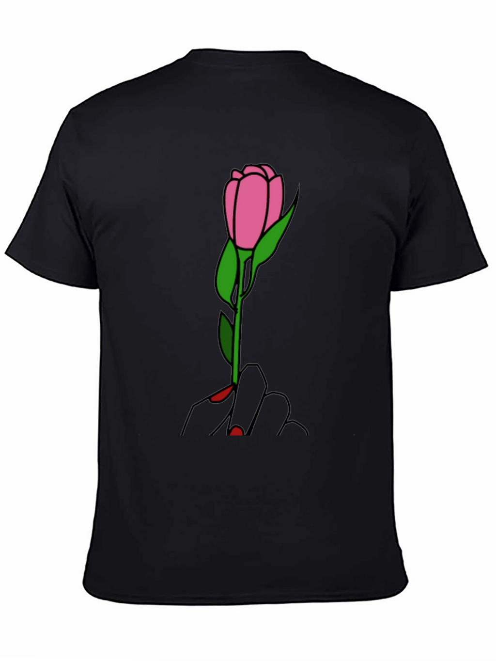 Rose Hand Graphic Tee - Stylish Black T-Shirt