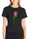 Rose Hand Graphic Tee - Stylish Black T-Shirt