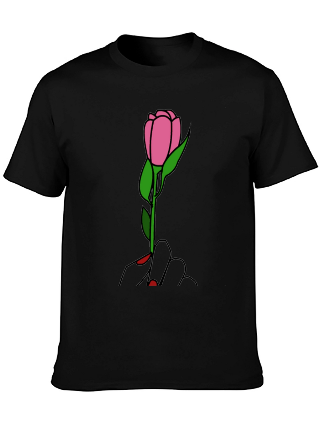 Rose Hand Graphic Tee - Stylish Black T-Shirt