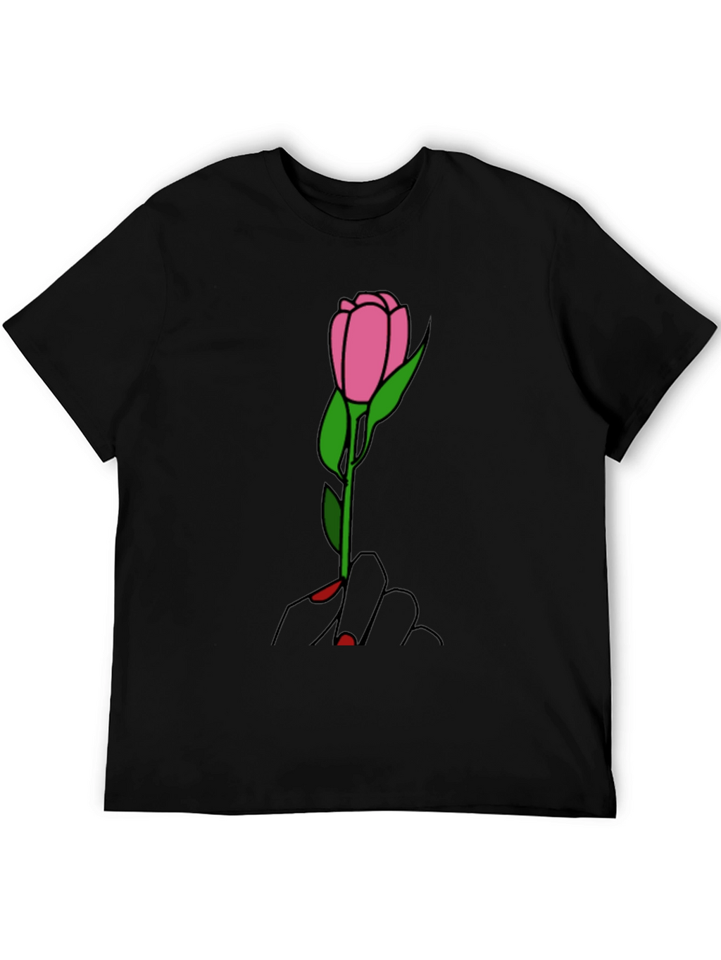 Rose Hand Graphic Tee - Stylish Black T-Shirt