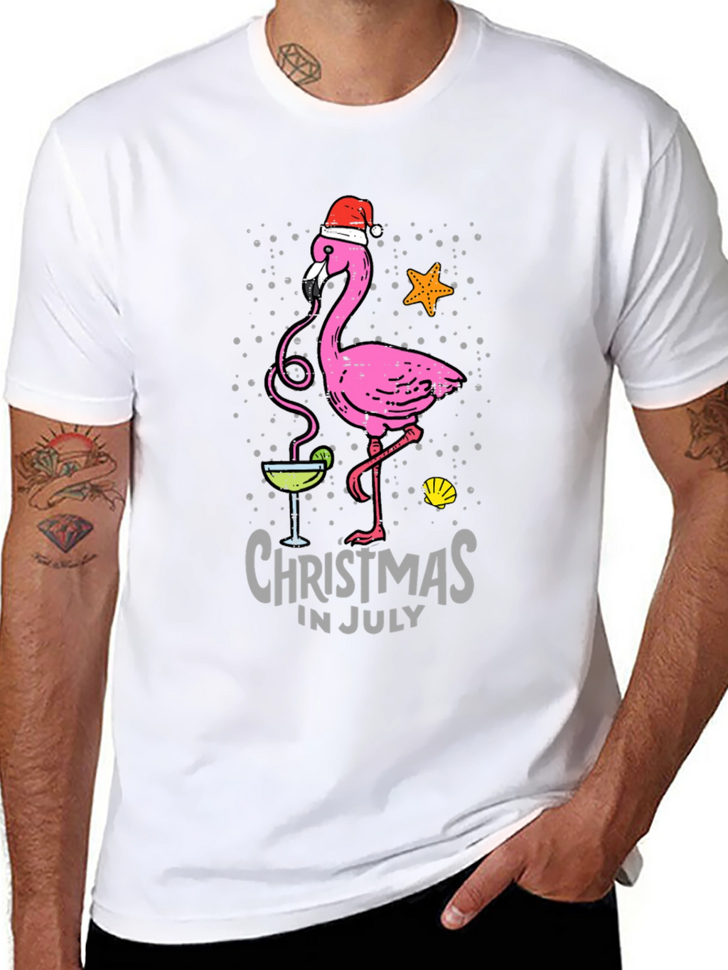 Christmas in July Flamingo T-Shirt