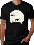 Moonlit Dog Silhouette Black Graphic Tee