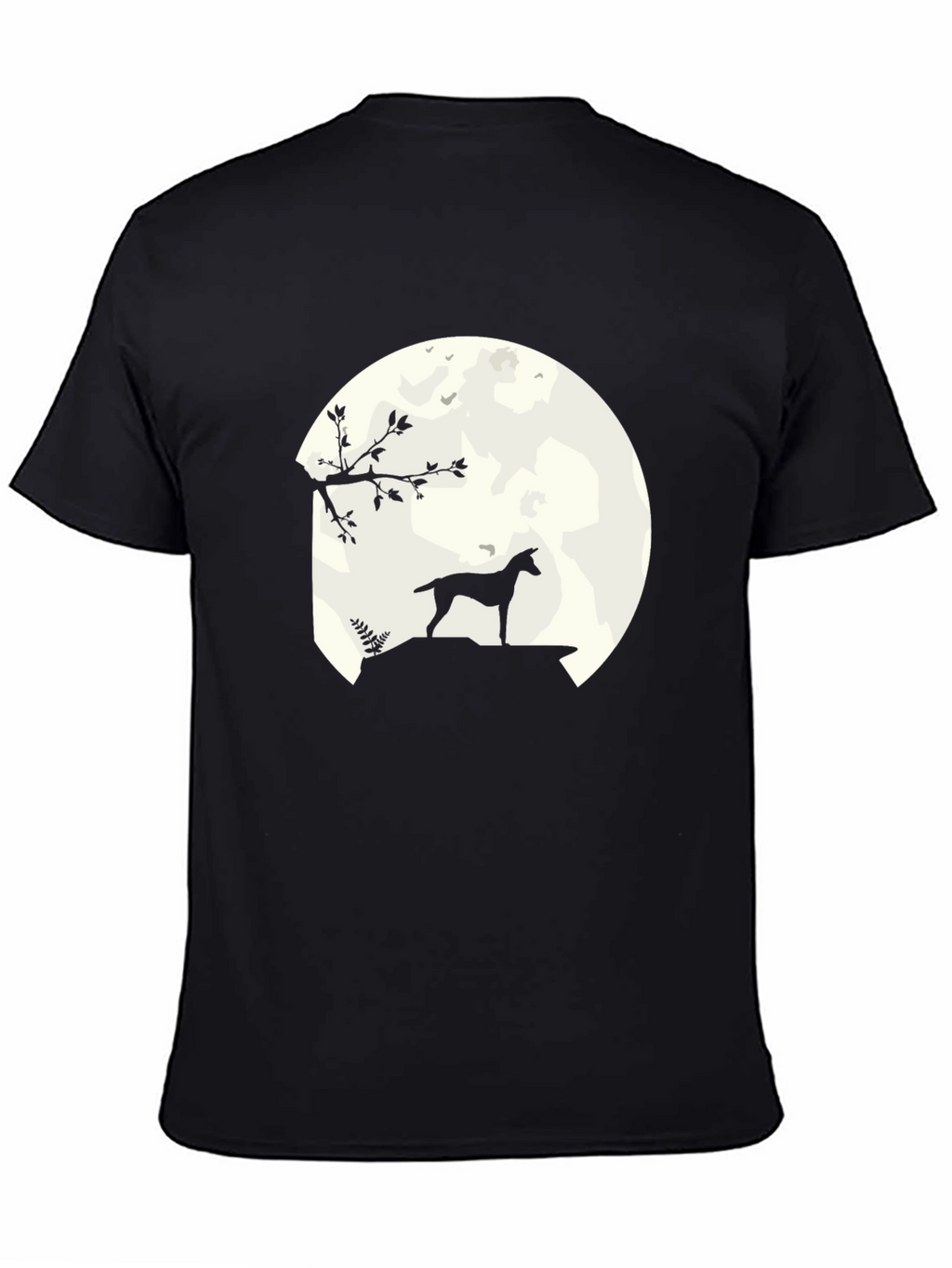 Moonlit Dog Silhouette Black Graphic Tee