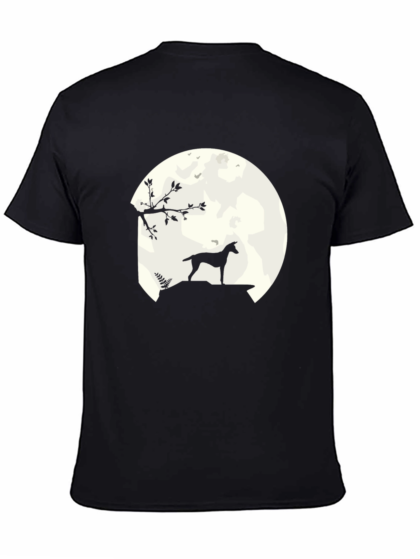 Moonlit Dog Silhouette Black Graphic Tee