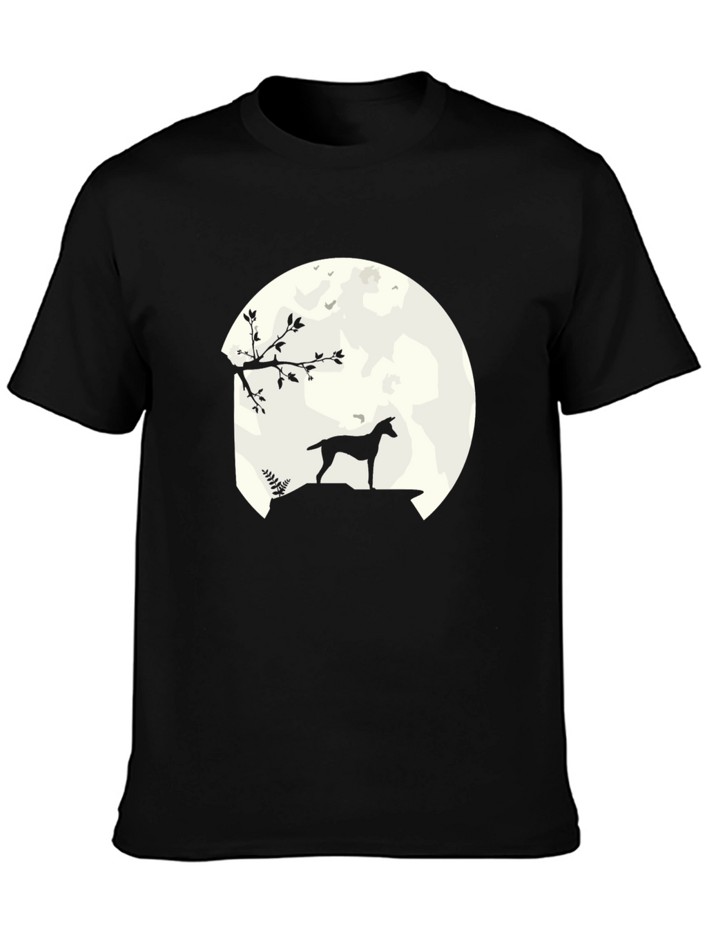Moonlit Dog Silhouette Black Graphic Tee