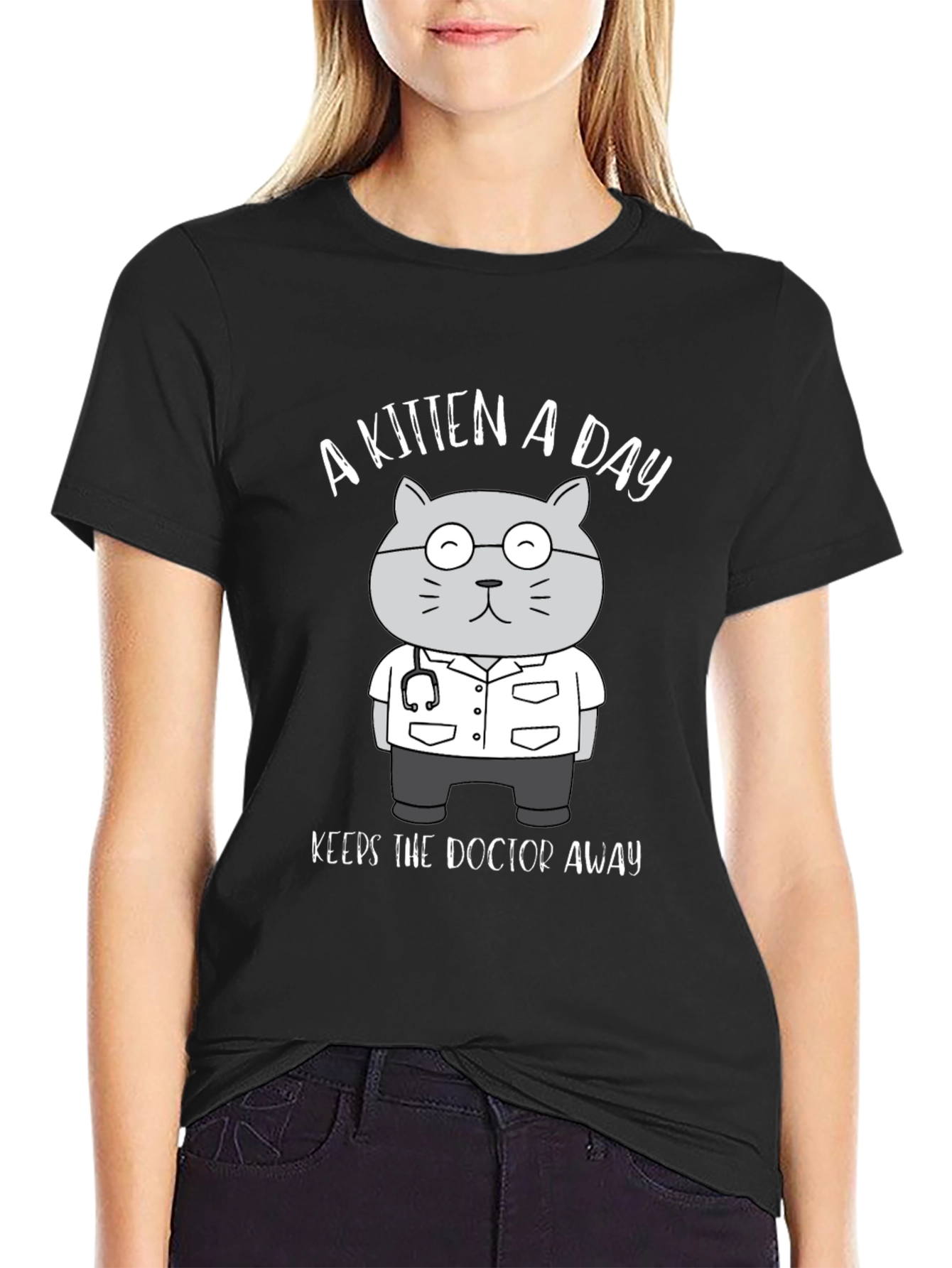 Kitten Doctor T-Shirt - A Kitten a Day Keeps the Doctor Away