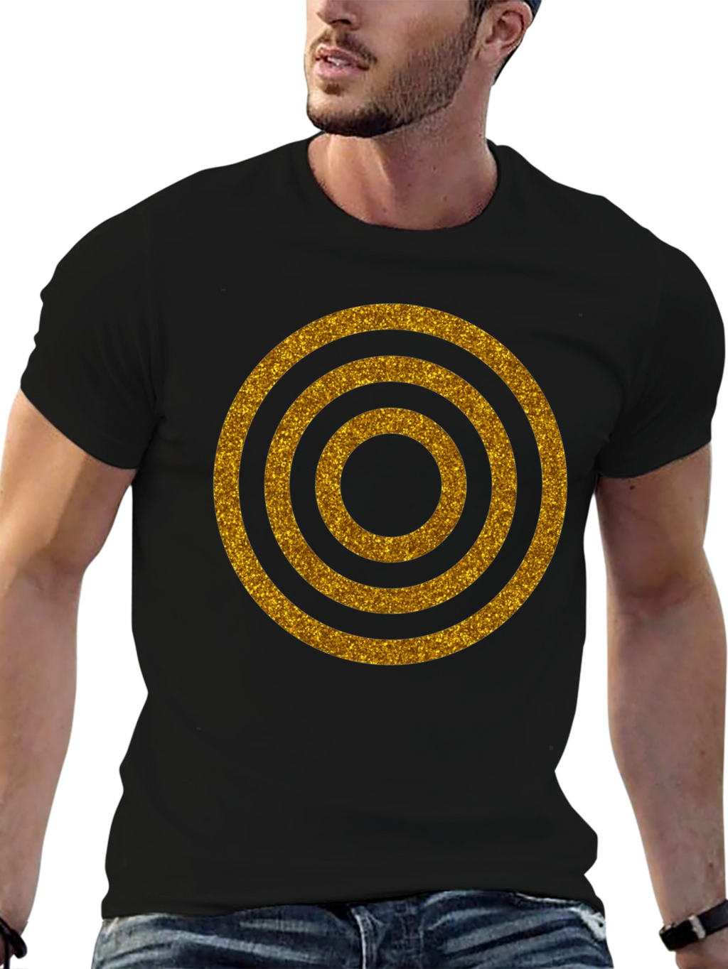 Golden Rings Graphic Black T-Shirt