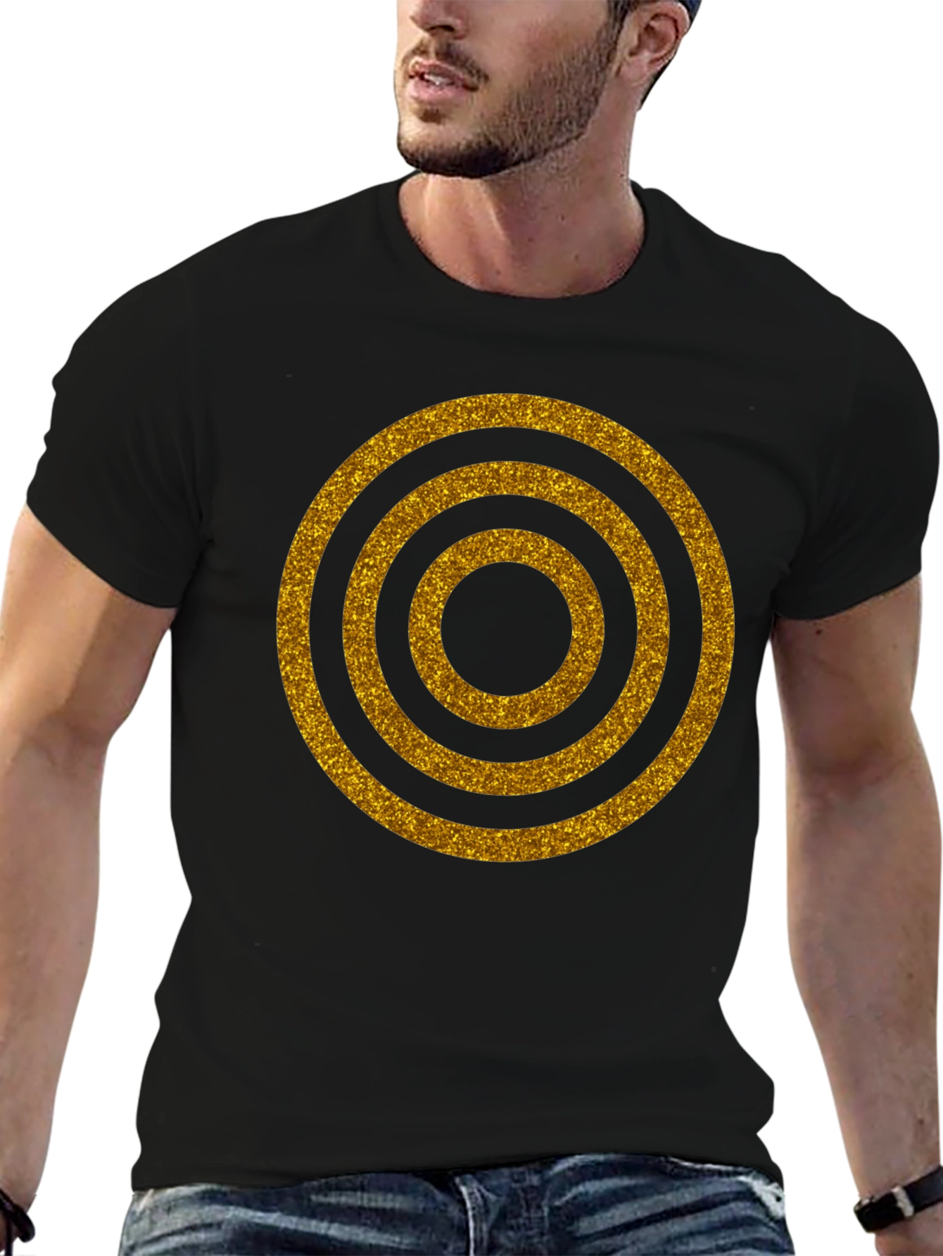 Golden Rings Graphic Black T-Shirt