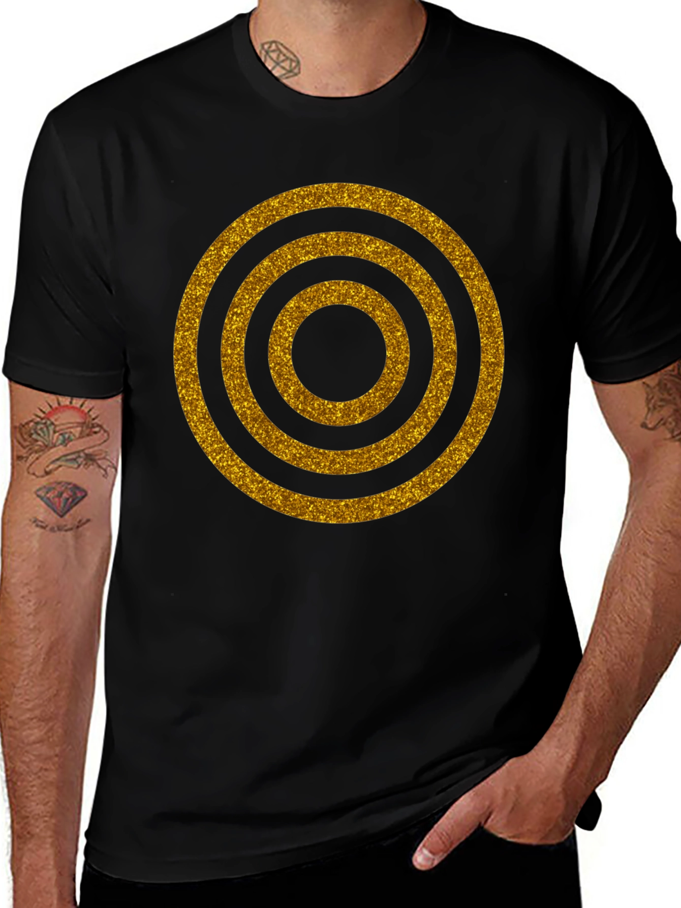 Golden Rings Graphic Black T-Shirt