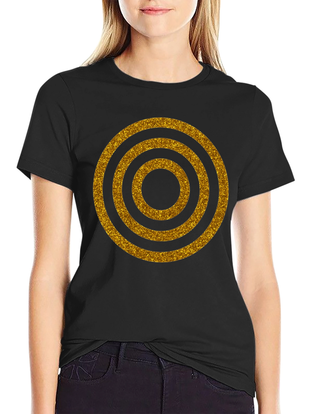 Golden Rings Graphic Black T-Shirt