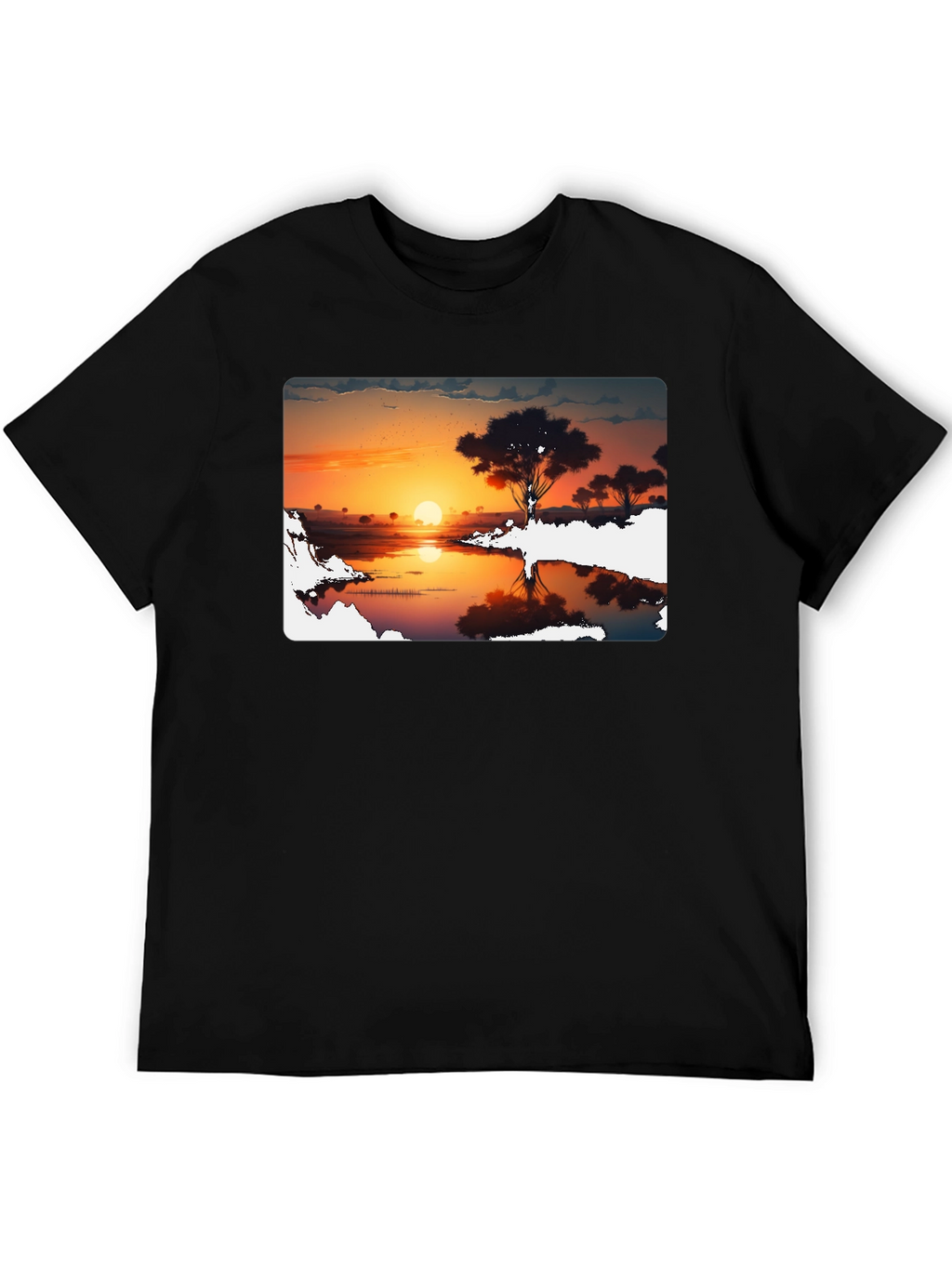 Sunset Silhouette Graphic Tee - Black