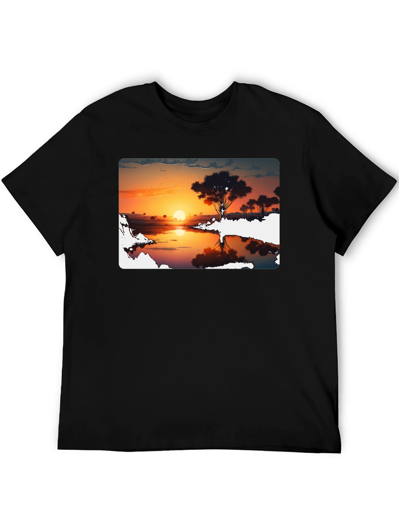 Sunset Silhouette Graphic Tee - Black