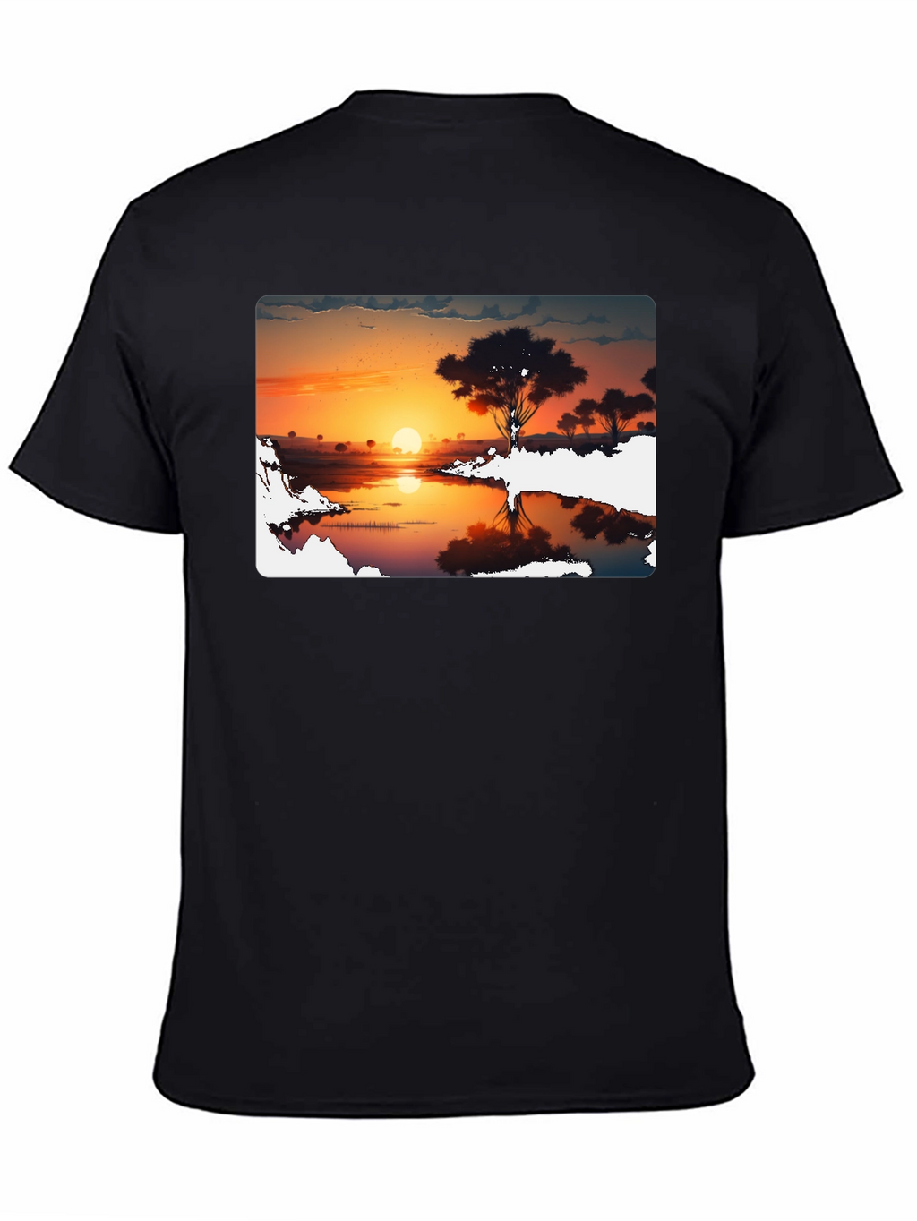 Sunset Silhouette Graphic Tee - Black