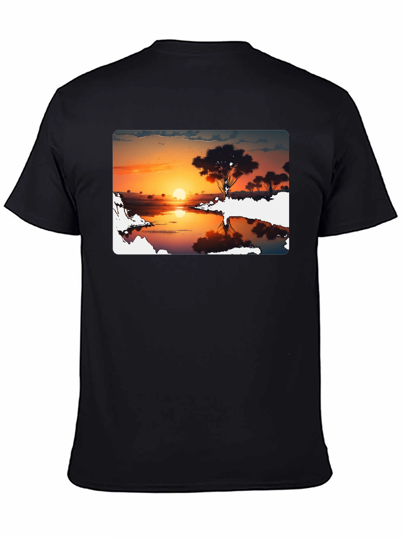 Sunset Silhouette Graphic Tee - Black