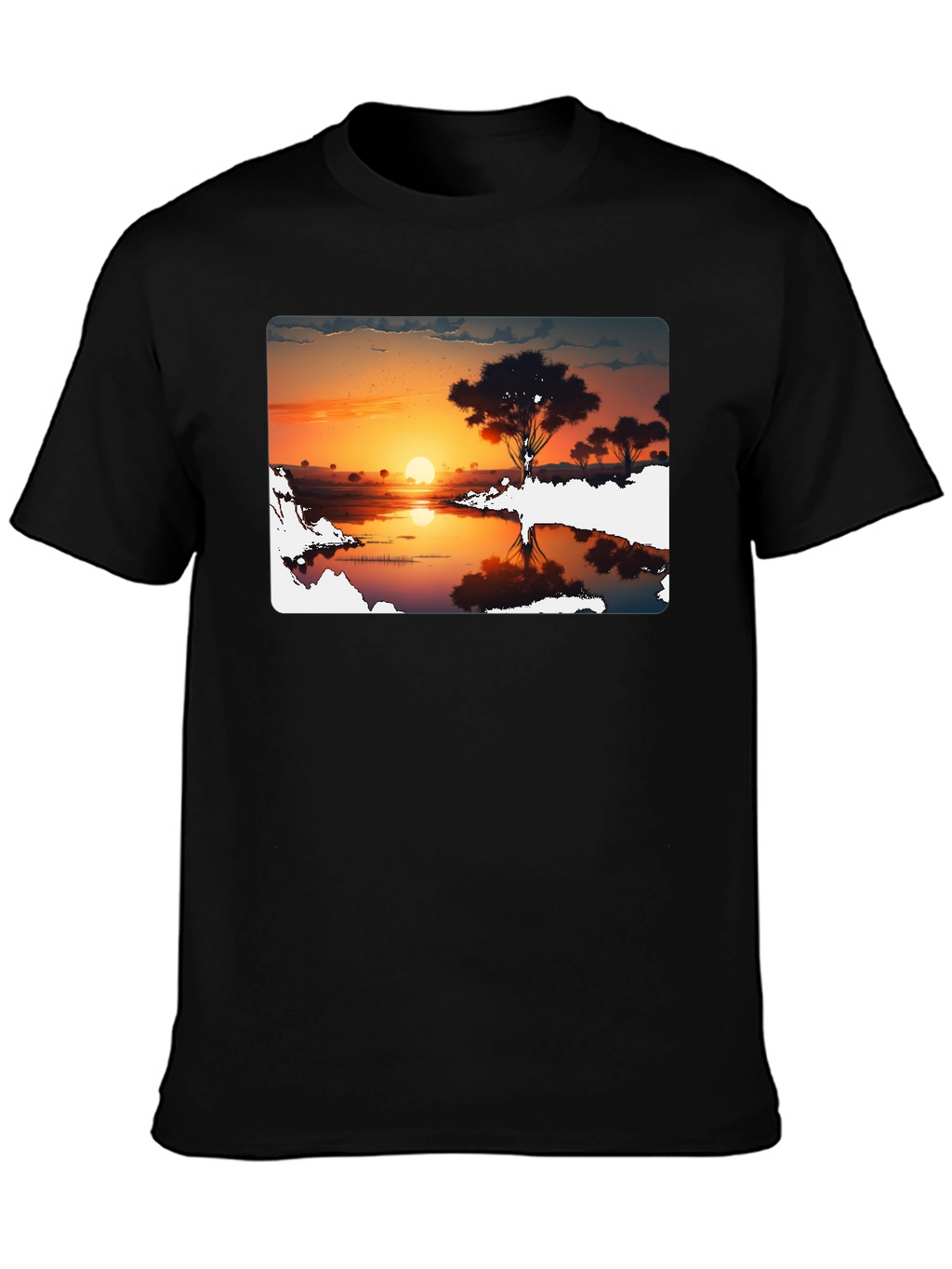 Sunset Silhouette Graphic Tee - Black