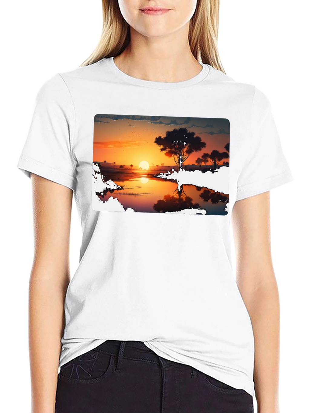 Sunset Silhouette Graphic Tee - Black
