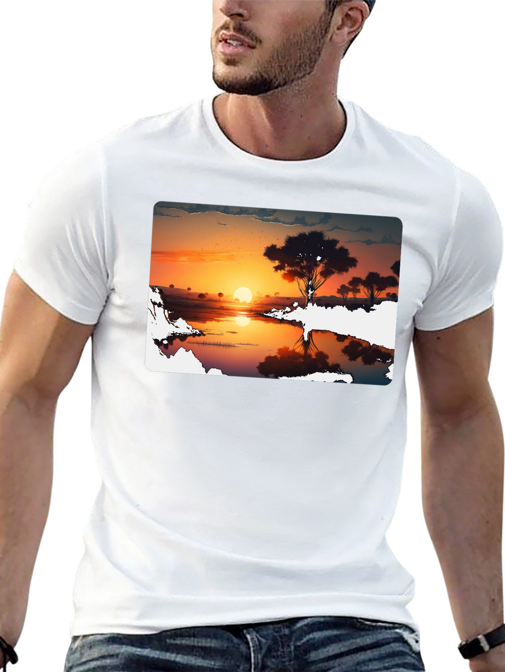 Sunset Silhouette Graphic Tee - Black