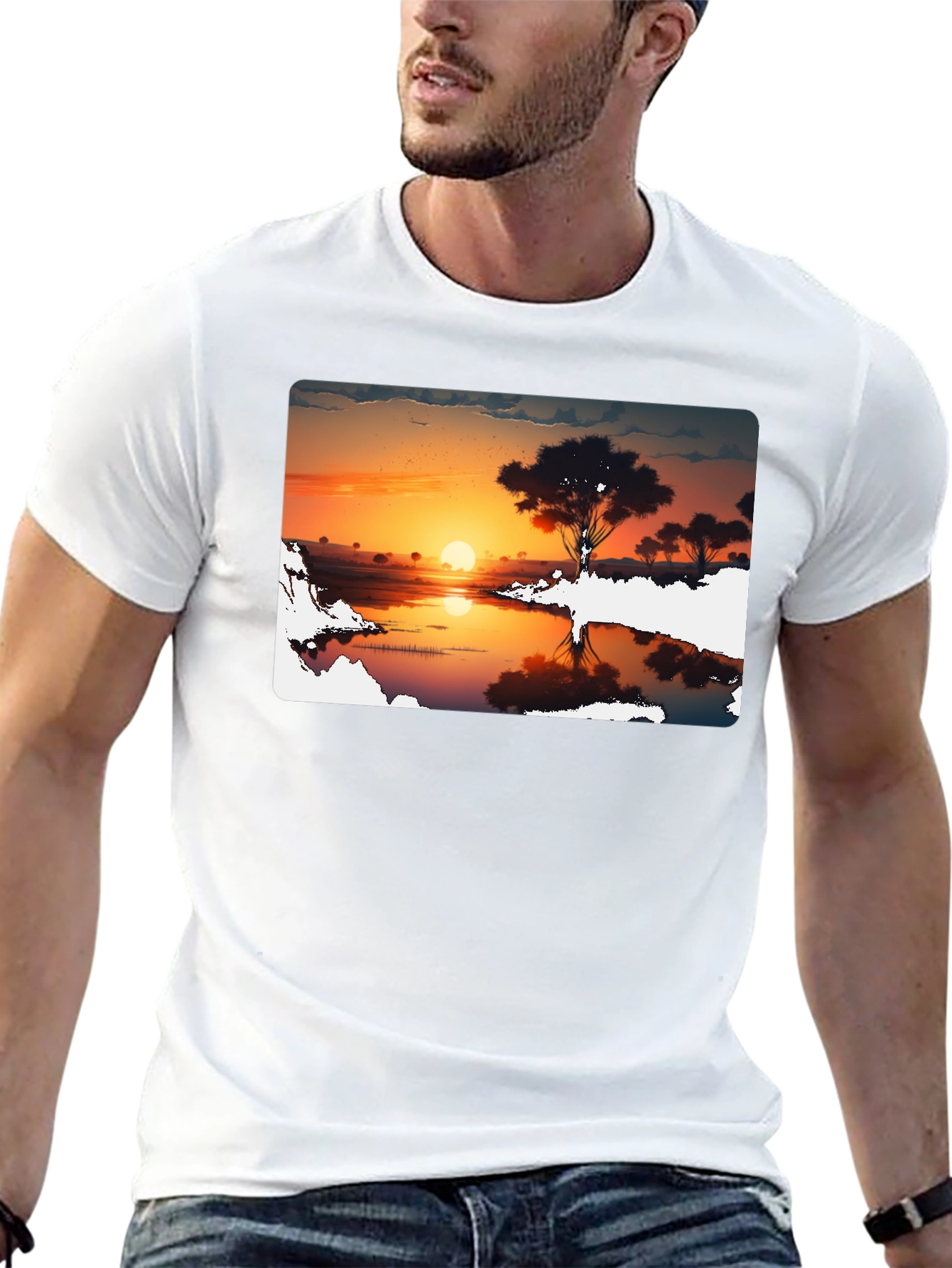 Sunset Silhouette Graphic Tee - Black