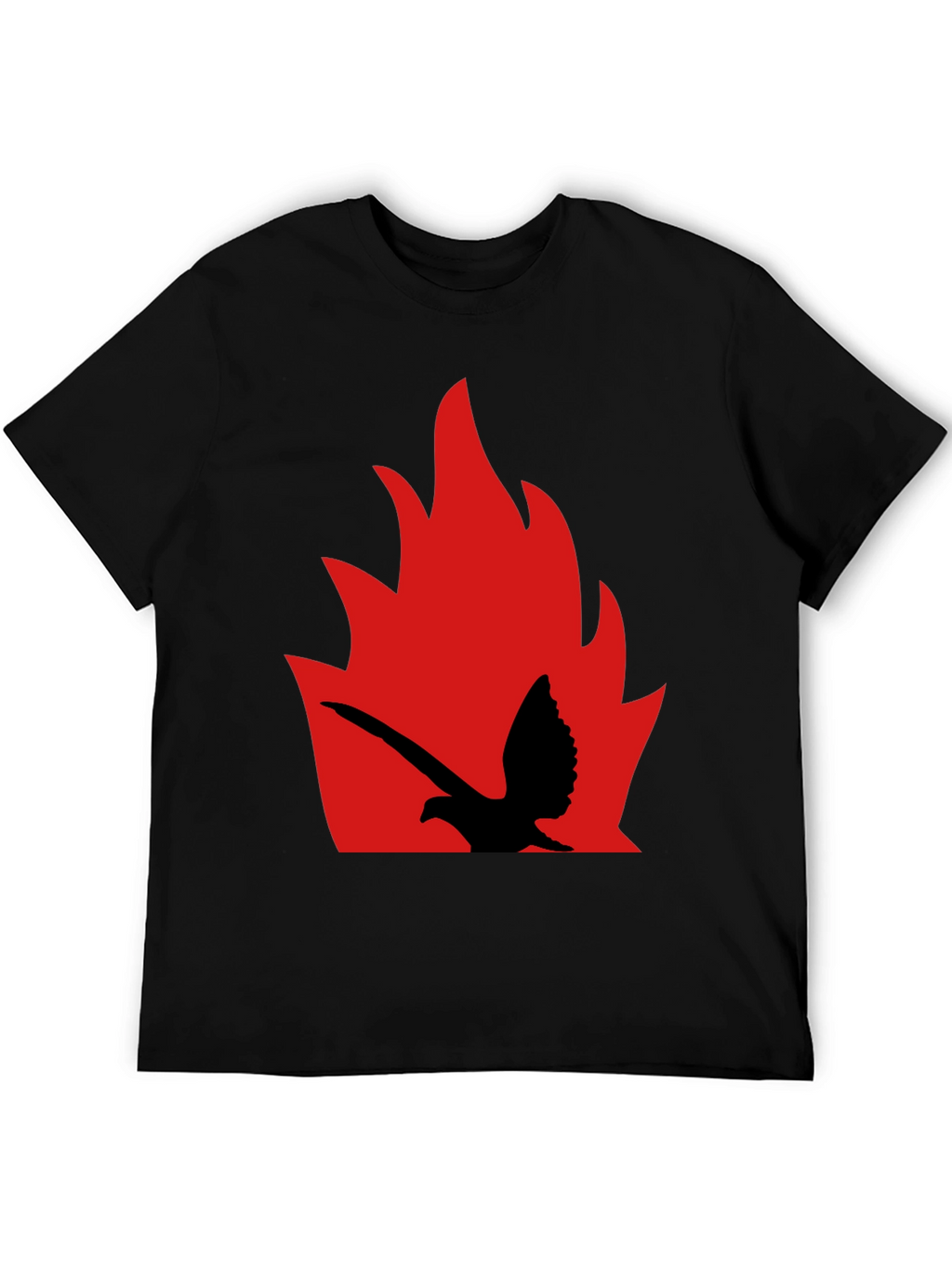 Fiery Bird Graphic Tee - Bold Black Shirt