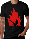 Fiery Bird Graphic Tee - Bold Black Shirt