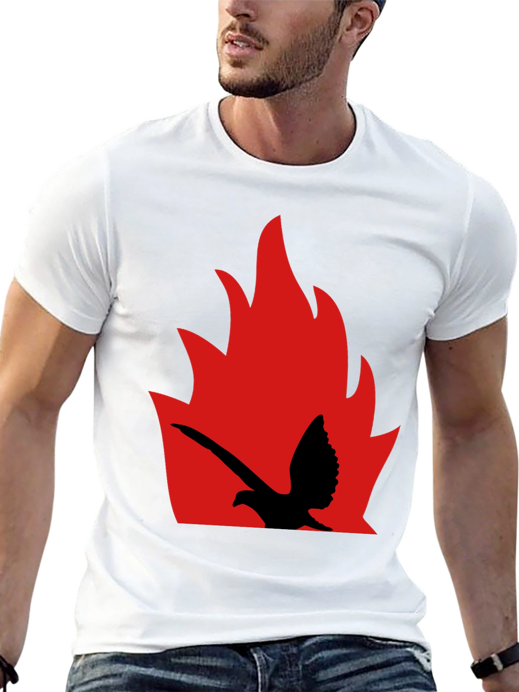Fiery Bird Graphic Tee - Bold Black Shirt