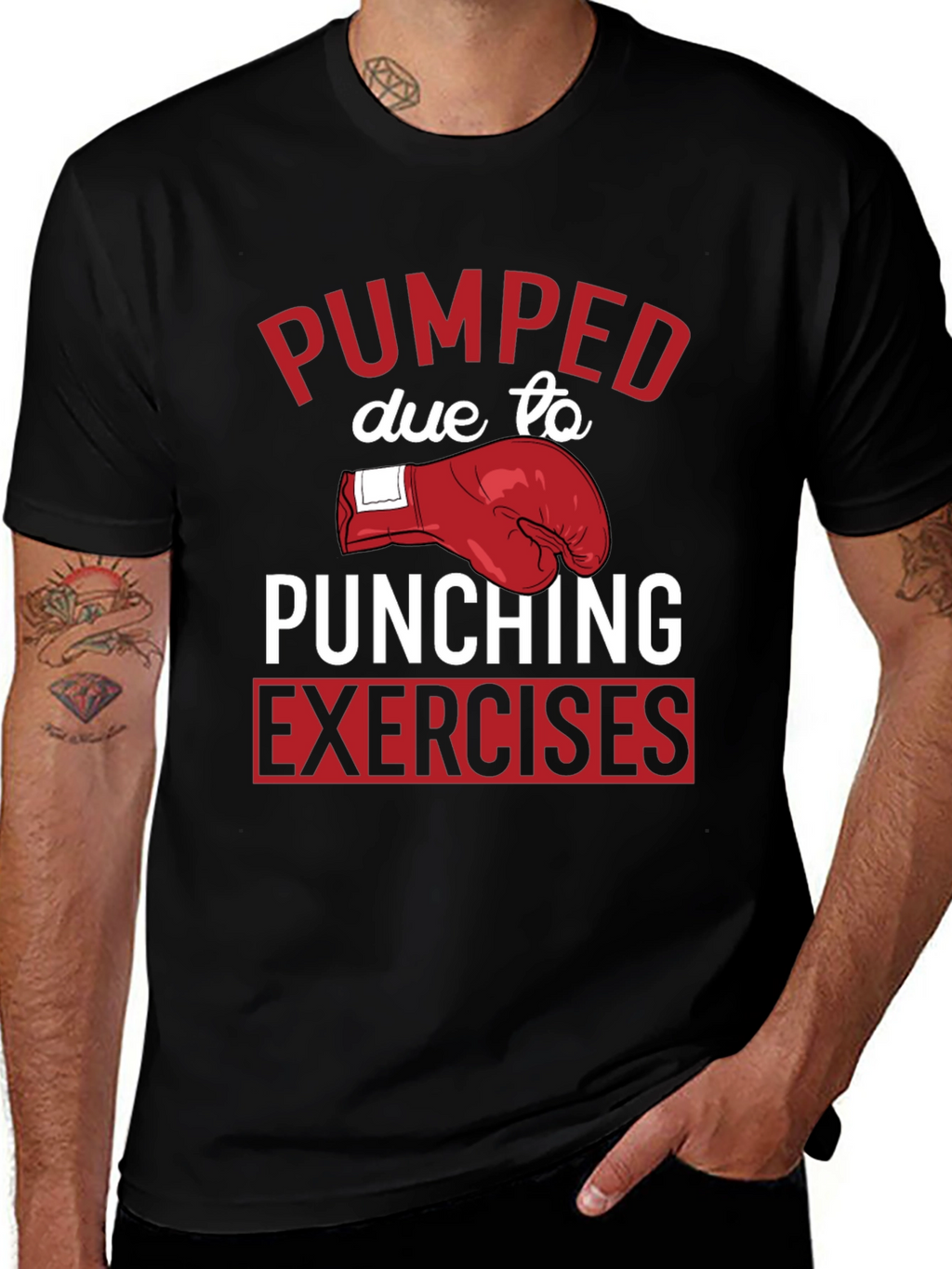 Pumped Punching Exercises Graphic Tee - Black