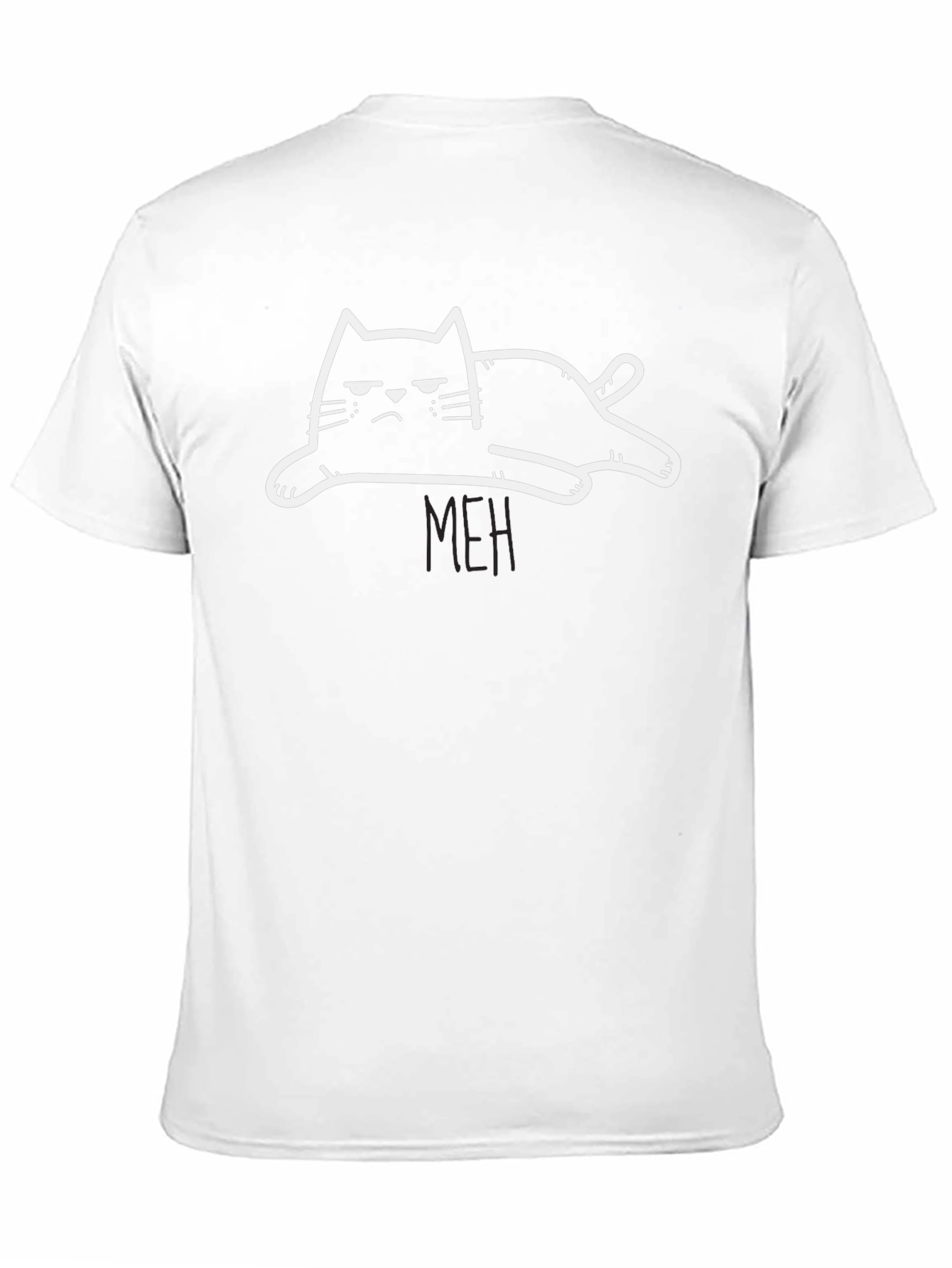 Meh Cat Graphic Tee - Black Cotton T-Shirt